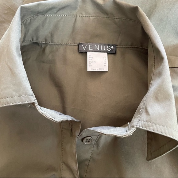 Venus army green button down collared midi Dress size 6 - Picture 10 of 12